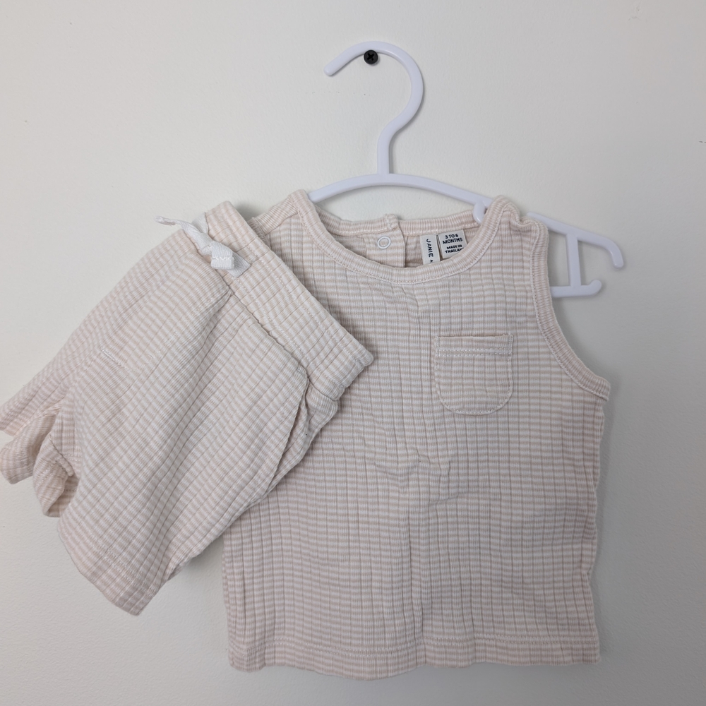 Cream Sleeveless Top and Shorts Set